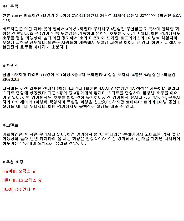 2021년9월1일 닛폰햄 파이터스 오릭스 버팔로스 해외야구중계 라채티비.png